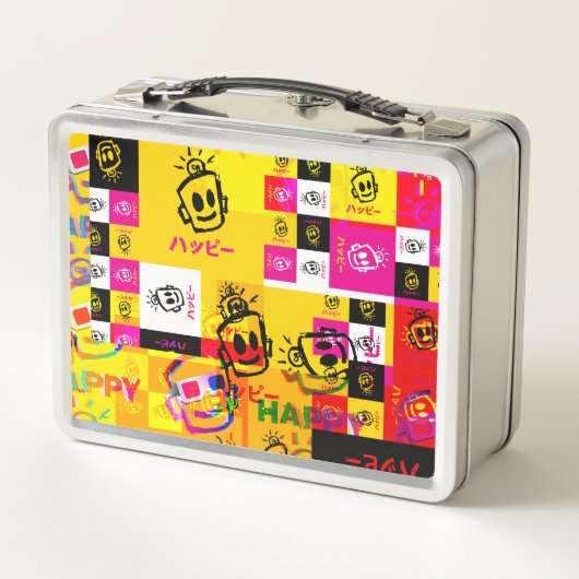HAPPY Glitched Metal Lunchbox (Achterkant)