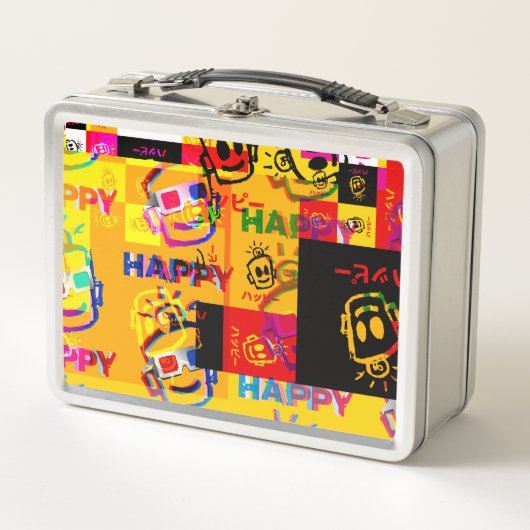 HAPPY Glitched Metal Lunchbox (Voorkant)