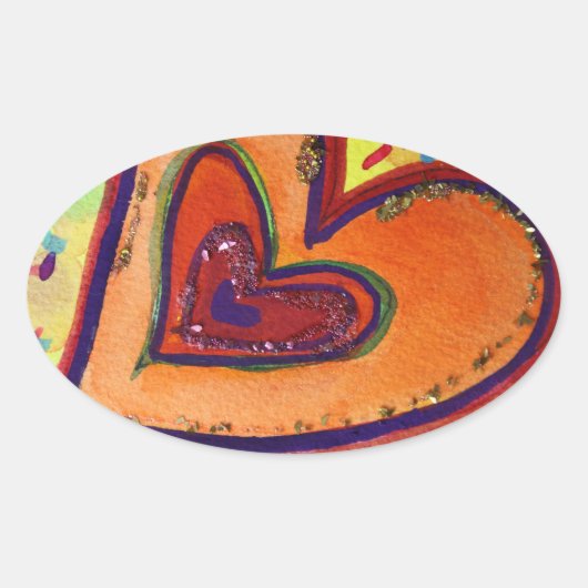Happy Glitter Hearts Love Labels Art Stickers (Voorkant)