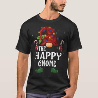 Happy Gnome Buffalo Plaid Matching Family Christma T-shirt