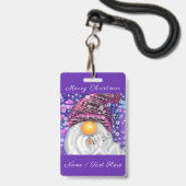 Happy Gnome Gepersonaliseerde Kerstmis Naam Badge (Achterkant met lanyard)