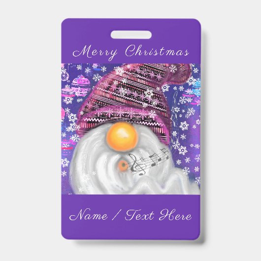 Happy Gnome Gepersonaliseerde Kerstmis Naam Badge (Voorzijde)