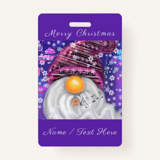 Happy Gnome Gepersonaliseerde Kerstmis Naam Badge (Voorkant)