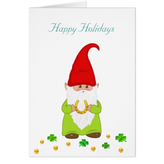 Happy Gnome, Hoefijzer & Gold Confetti Feestdagen (Voorkant)