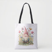Happy Gnome in de tuin Tote Bag (Voorkant)