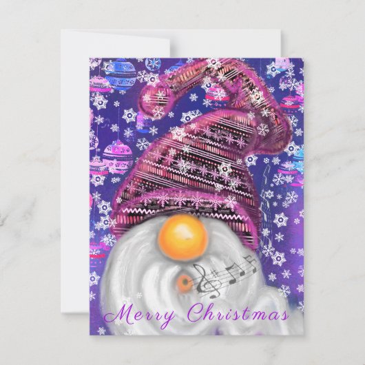 Happy Gnome in het Paarse Pet Zing een kerstlied - (Voorkant)