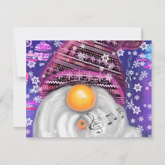 Happy Gnome in het Paarse Pet Zing een kerstlied - (Achterkant)