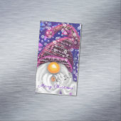 Happy Gnome in het Paarse Pet Zing een kerstlied - Magnetisch Visitekaartje (Voorbeeld)