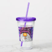 Happy Gnome in het Paarse Pet Zingt een kerstlied Acryl Drinkbeker (Achterkant)