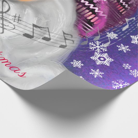 Happy Gnome in het Paarse Pet Zingt een kerstlied  Cadeaupapier (Hoek)