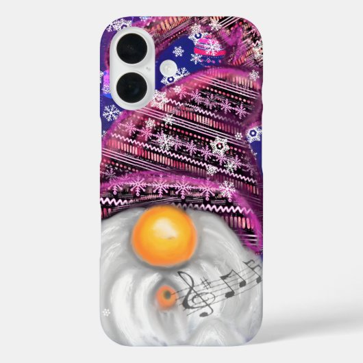 Happy Gnome in het Paarse Pet Zingt een kerstlied Case-Mate iPhone Case (Achterkant)