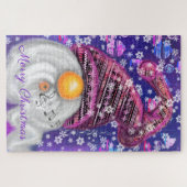 Happy Gnome in het Paarse Pet Zingt een kerstlied  Legpuzzel (Horizontaal)