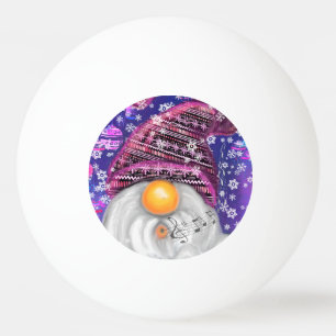 Happy Gnome in het Paarse Pet Zingt een kerstlied  Pingpongbal
