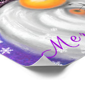 Happy Gnome in het Paarse Pet Zingt een kerstlied Poster (Hoek)