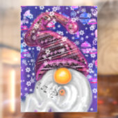 Happy Gnome in het Paarse Pet Zingt een kerstlied Raamsticker (Vel 2)