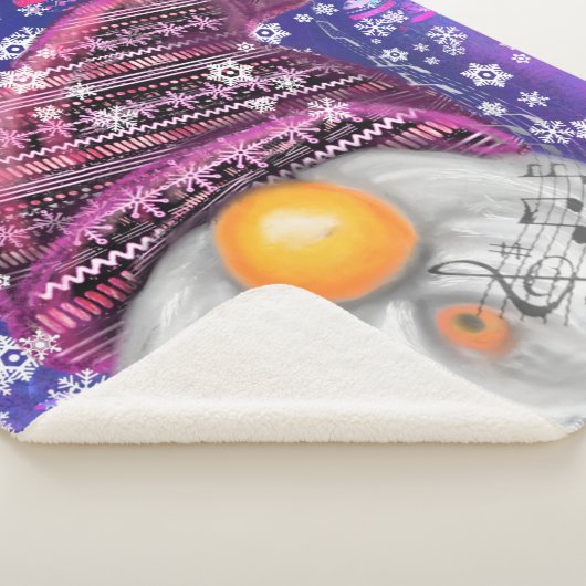 Happy Gnome in het Paarse Pet Zingt een kerstlied Sherpa Deken (3/4)