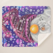 Happy Gnome in het Paarse Pet Zingt een kerstlied Sherpa Deken (Voorkant (horizontaal))