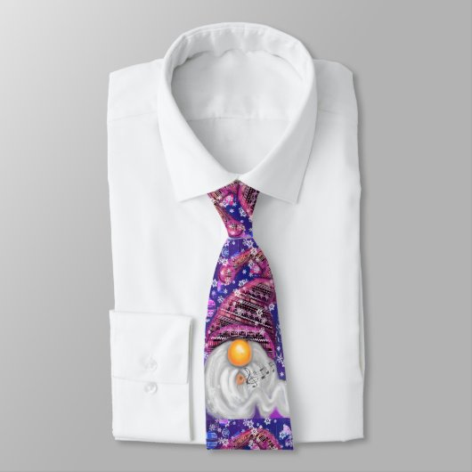 Happy Gnome in het Paarse Pet Zingt een kerstlied Stropdas (Gebonden)