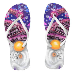 Happy Gnome in het Paarse Pet Zingt een kerstlied Teenslippers
