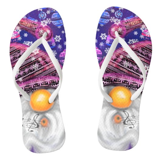 Happy Gnome in het Paarse Pet Zingt een kerstlied Teenslippers (Voetbed)