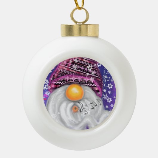 Happy Gnome kerstversiering Keramische Bal Ornament (Voorkant)