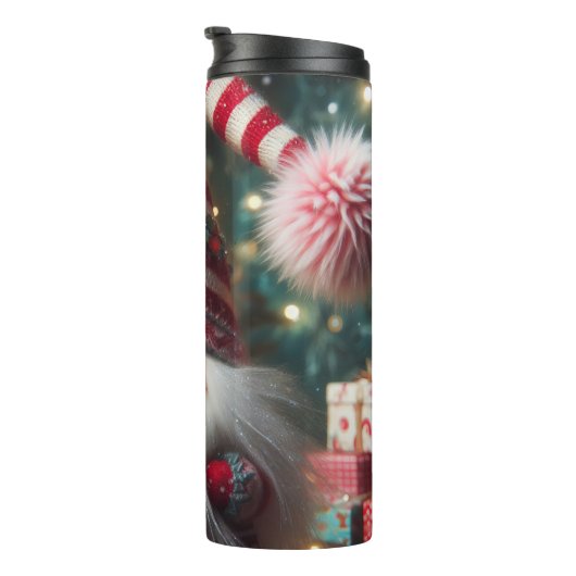 Happy Gnome met gestreept Pet Thermosbeker (Geroteerd rechts)