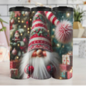 Happy Gnome met gestreept Pet Thermosbeker