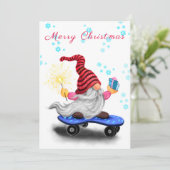 Happy Gnome met Gift Christmas Kaart (Staand voorkant)