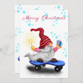 Happy Gnome met Gift Christmas Kaart (Voorkant / Achterkant)