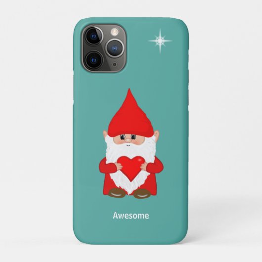 Happy gnome met hart op blauwgroen Hoesje-Mate iPh Case-Mate iPhone Case (Achterkant)