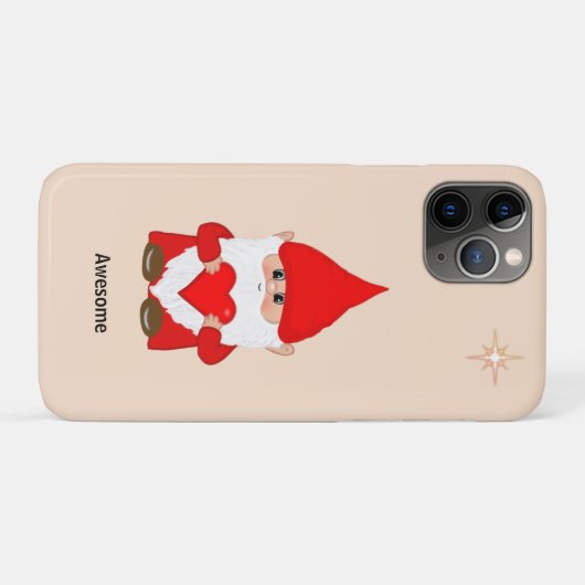 Happy gnome met hart op Champagne Beige Case-Mate iPhone Case (Achterkant (horizontaal))