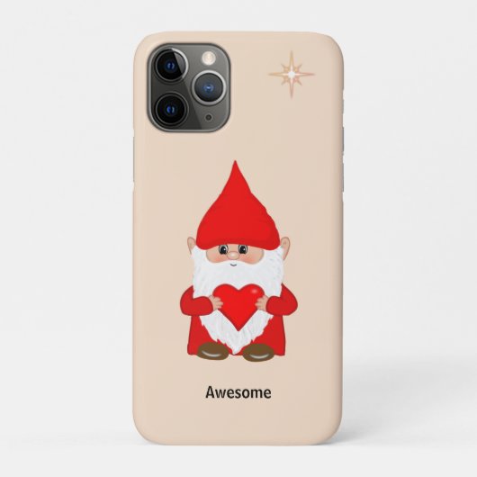 Happy gnome met hart op Champagne Beige Case-Mate iPhone Case (Achterkant)