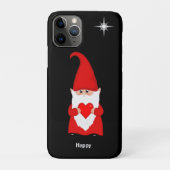 Happy gnome met hart op zwart Case-Mate iPhone case (Achterkant)