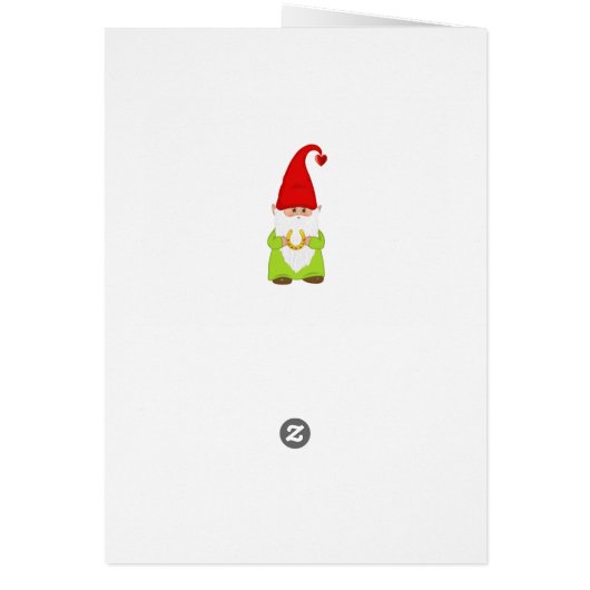 Happy Gnome met Hoefijzer op Green Birthday Kaart (Achterkant)