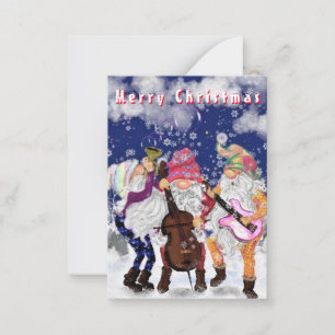 Happy Gnome Music Band Funny Christmas Kaart Notitiekaartje