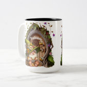 Happy Gnome Optioneel Personaliseren Tweekleurige Koffiemok (Voorkant links)