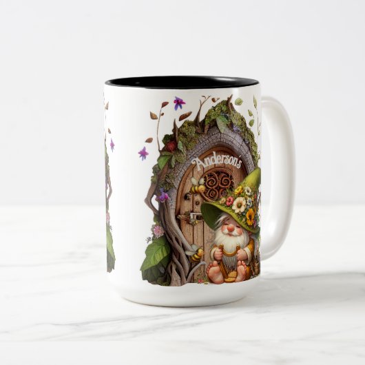 Happy Gnome Optioneel Personaliseren Tweekleurige Koffiemok (Voorkant rechts)