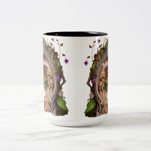 Happy Gnome Optioneel Personaliseren Tweekleurige Koffiemok (Center)