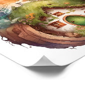 Happy Gnome Reizen Aarde Huis | Poster (Hoek)