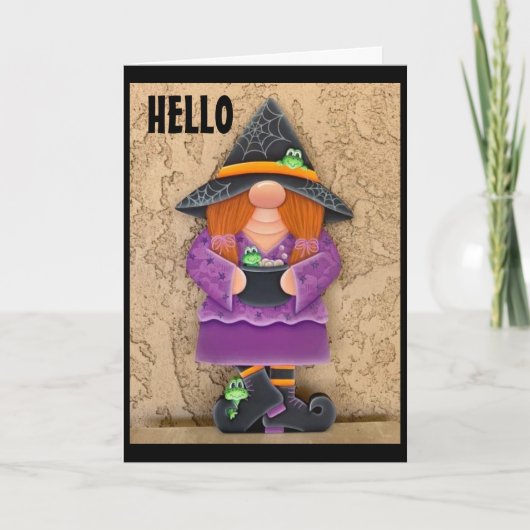 HAPPY GNOME ZEGT "HALLO" BIJ THANKSGIVING OP "U" FEESTDAGEN KAART (Voorkant)