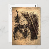 Happy Gnome zit op een paddenstoel en speelt een f Briefkaart (Voorkant / Achterkant)