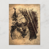 Happy Gnome zit op een paddenstoel en speelt een f Briefkaart (Voorkant)