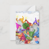 Happy Gnomes Kerst Kaart Notitiekaartje (Achterkant)