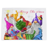 Happy Gnomes Kerstcadeau Tas Groot Cadeauzakje (Voorkant)