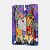 Happy Gnomes kerstversiering Metalen Ornament (Voorkant links)