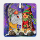 Happy Gnomes kerstversiering Metalen Ornament (Achterkant)
