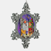 Happy Gnomes kerstversiering Tin Sneeuwvlok Ornament (Links)