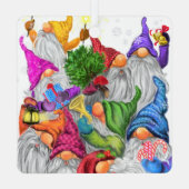 Happy Gnomes Party kerstsiercadeau Metalen Ornament (Achterkant)