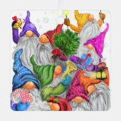 Happy Gnomes Party kerstsiercadeau Metalen Ornament (Voorkant)