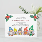 Happy Gnomes Virtual Christmas Party Kaart (Staand voorkant)